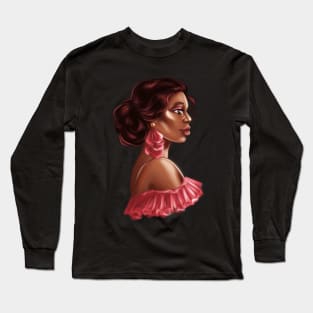 Black Girl Romantic Melanin Portrait Long Sleeve T-Shirt